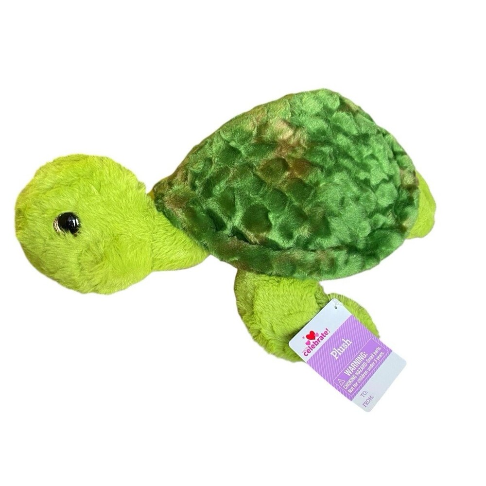 Celebrate Green Turtle Plush 13" Stuffed Animal Soft Sea Turtle Toy Gift NWT